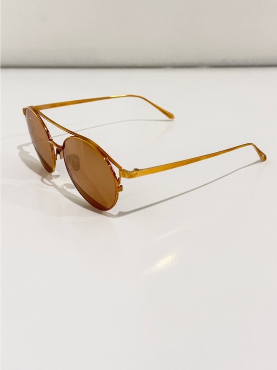 Linda Farrow LFL825 C3 Rayan Oval Aviator Rose Gold Titanium Sunglasses NWT